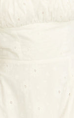 Lyra Midi Dress - Broderie Ruched Bust Halter Neck Dress in White