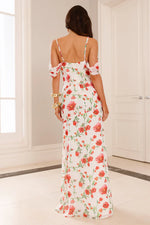 Rose Reverie Off Shoulder Maxi Dress White