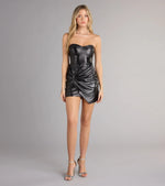 Kiss Me At Midnight Glitter Satin Mini Dress