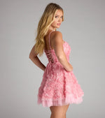 Hallie Rosette Lace-Up Skater Dress