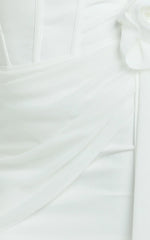 Riley Mini Dress - Strapless Draped Corset Bodycon Dress in White
