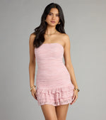 Soft Girl Sass Lace Tube Ruffle Mini Dress