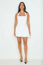 Perfect Personality Halter Mini Dress White