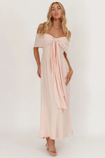 Lillibet Bow Tied Bust Midi Dress Pink