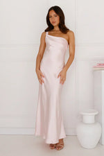 Romantic Tales Satin One Shoulder Maxi Dress