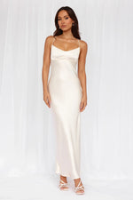 HELLO MOLLY The Samara Satin Maxi Dress Pearl