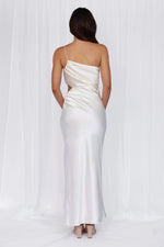 HELLO MOLLY The Opal One Shoulder Satin Maxi Dress Pearl