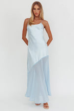 Gilded Dream Chiffon Hem Maxi Dress Baby Blue