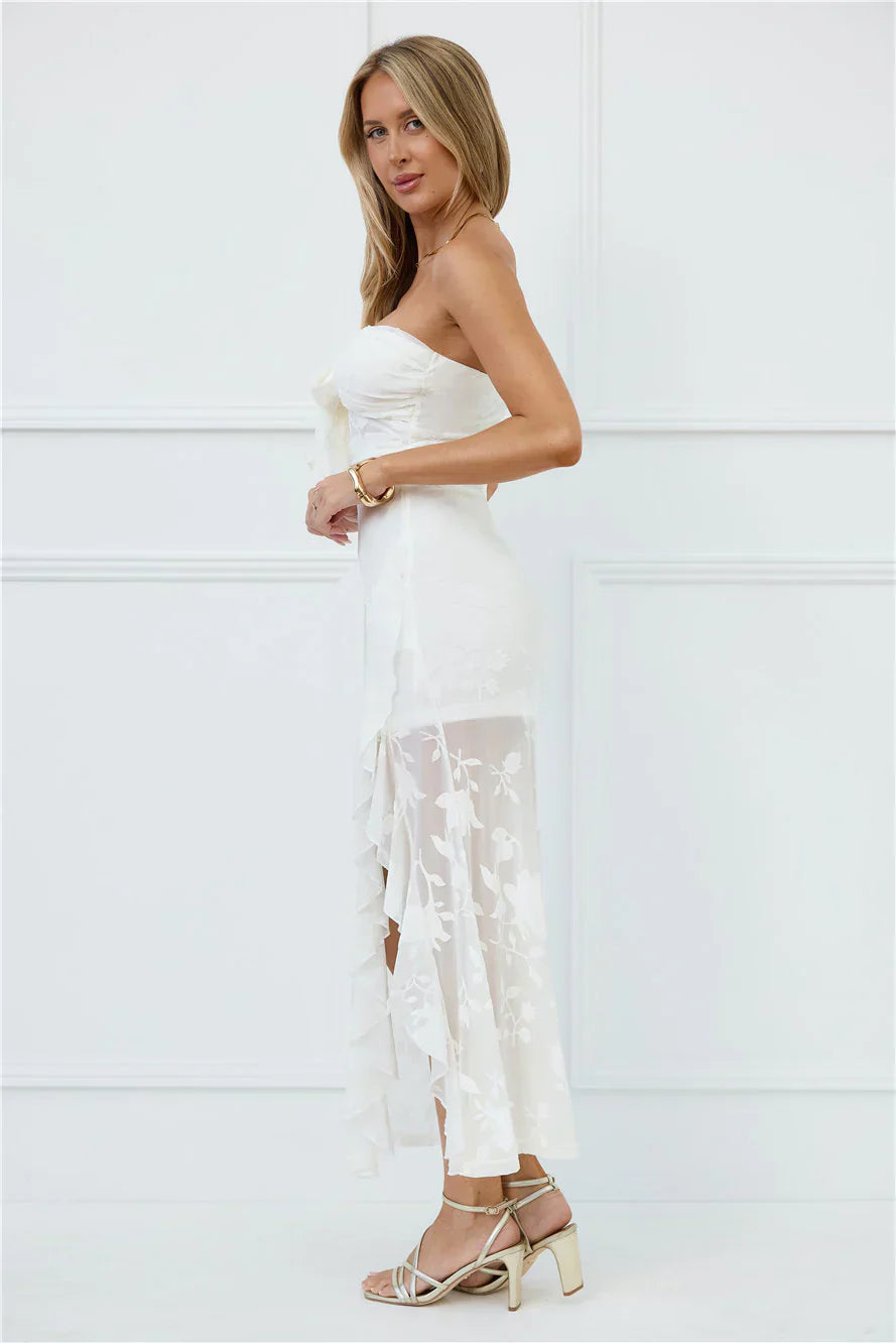 Pretty Moods Only Strapless Maxi Dress White