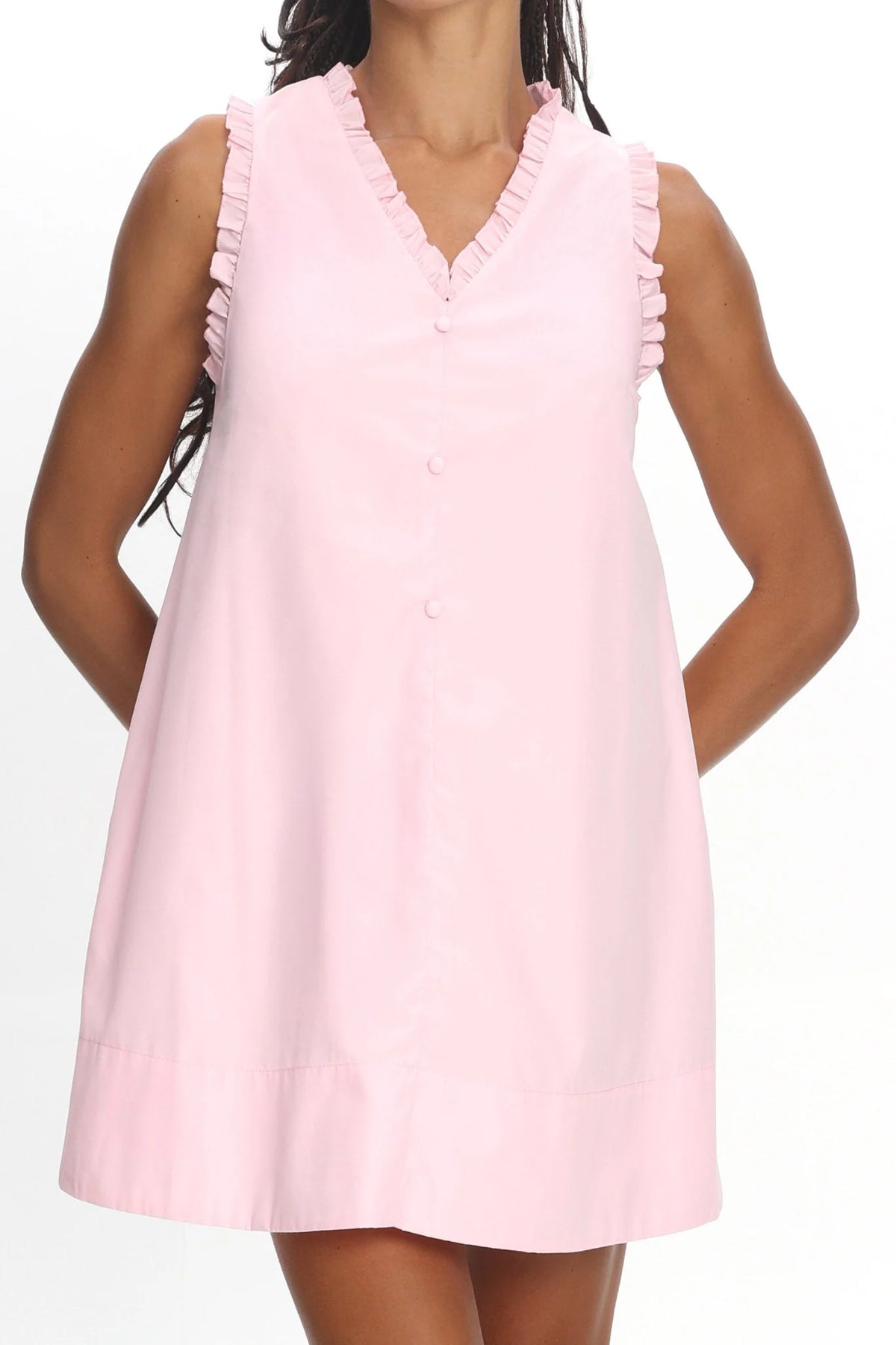 Marava Frill Trim Baby Doll Mini Dress Rosewater