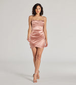 Jill Tie-Back Bodycon Wrap Satin Mini Dress