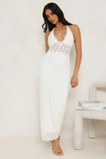 Lace Me Up Halter Maxi Dress