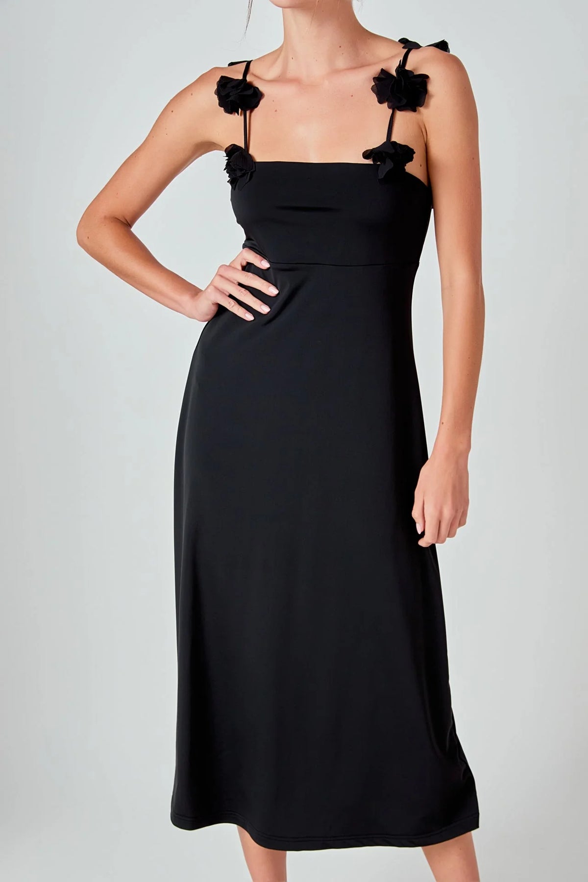 Rosette Shoulder Maxi Dress