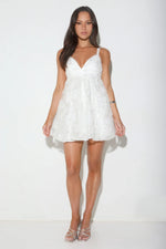Silken Blossom Mini Dress White