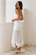 Luxe Petal Lace Strapless Maxi Dress