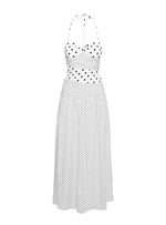 Marguerite Halter Maxi Dress White Polka Dot