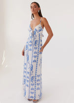 Flora Linen Maxi Dress - Floral Wave