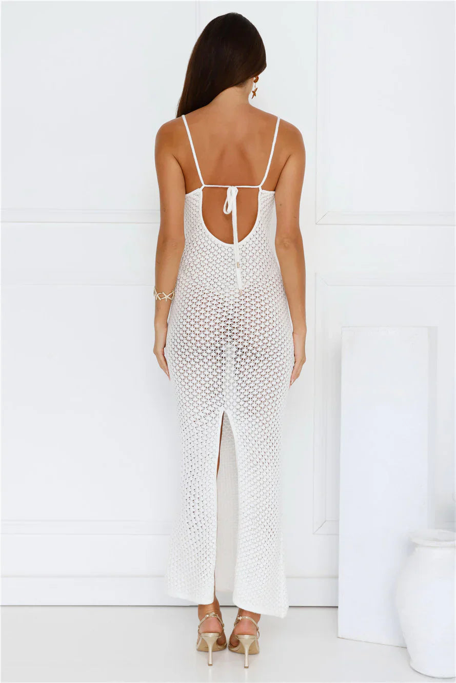 Ocean Breeze Knit Maxi Dress White