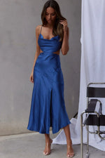 Midnight Muse Strappy Back Midi Dress Blue