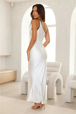 HELLO MOLLY Hollywood Calling Satin One Shoulder Midi Dress White