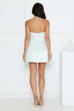 Blossom Hour Strapless Satin Mini Dress Blue