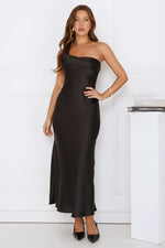 Romantic Tales Satin One Shoulder Maxi Dress