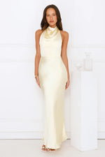 Draped In Diamonds Satin Halter Maxi Dress