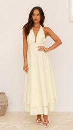 Kathy Halter Neck Maxi Dress - Lemon