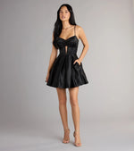 Hazel Satin Lace-Up Dress With Pockets
