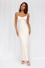 HELLO MOLLY The Samara Satin Maxi Dress Pearl