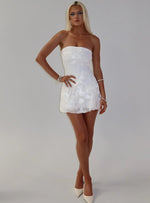 Meadow of Dreams Strapless Mini Dress White Floral Burnout
