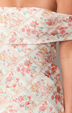 Primrose Paisley Floral Off the Shoulder Mini Dress
