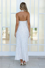 Polka Dot Love Halter Maxi Dress White