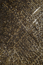 Cecy | Khaki Sequin High-Neck Maxi Dress With Cap Sleeves