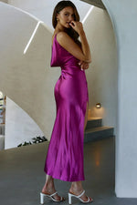 Hollywood Heartthrob Ruched Split Dress Fuchsia