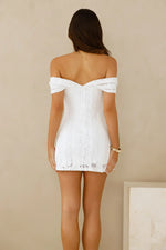 Dainty Number Off Shoulder Lace Mini Dress
