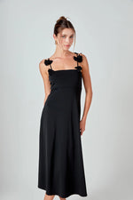 Rosette Shoulder Maxi Dress