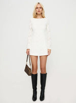 Lukea Lace Long Sleeve Mini Dress Cream