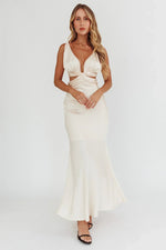 Harper Cut-Out Bow Back Maxi Dress Oyster