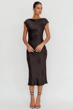 Loveland Cap Sleeve Cowl Back Midi Dress Black