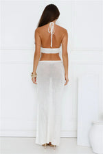 Monaco Sun Knit Halter Maxi Dress White
