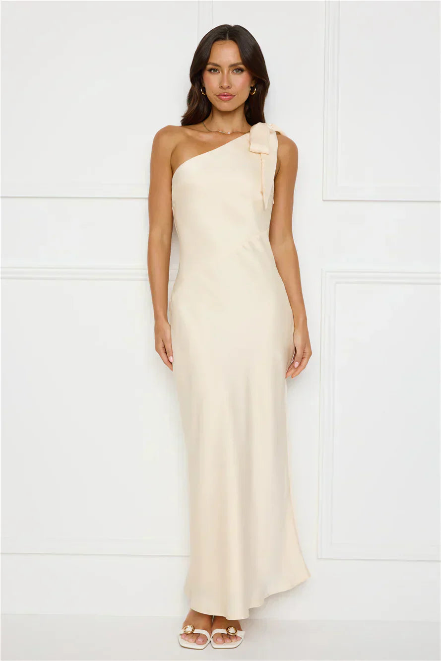 Night Of Distinction One Shoulder Satin Maxi Dress