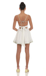 Polka Dot Twist A-line Dress in White