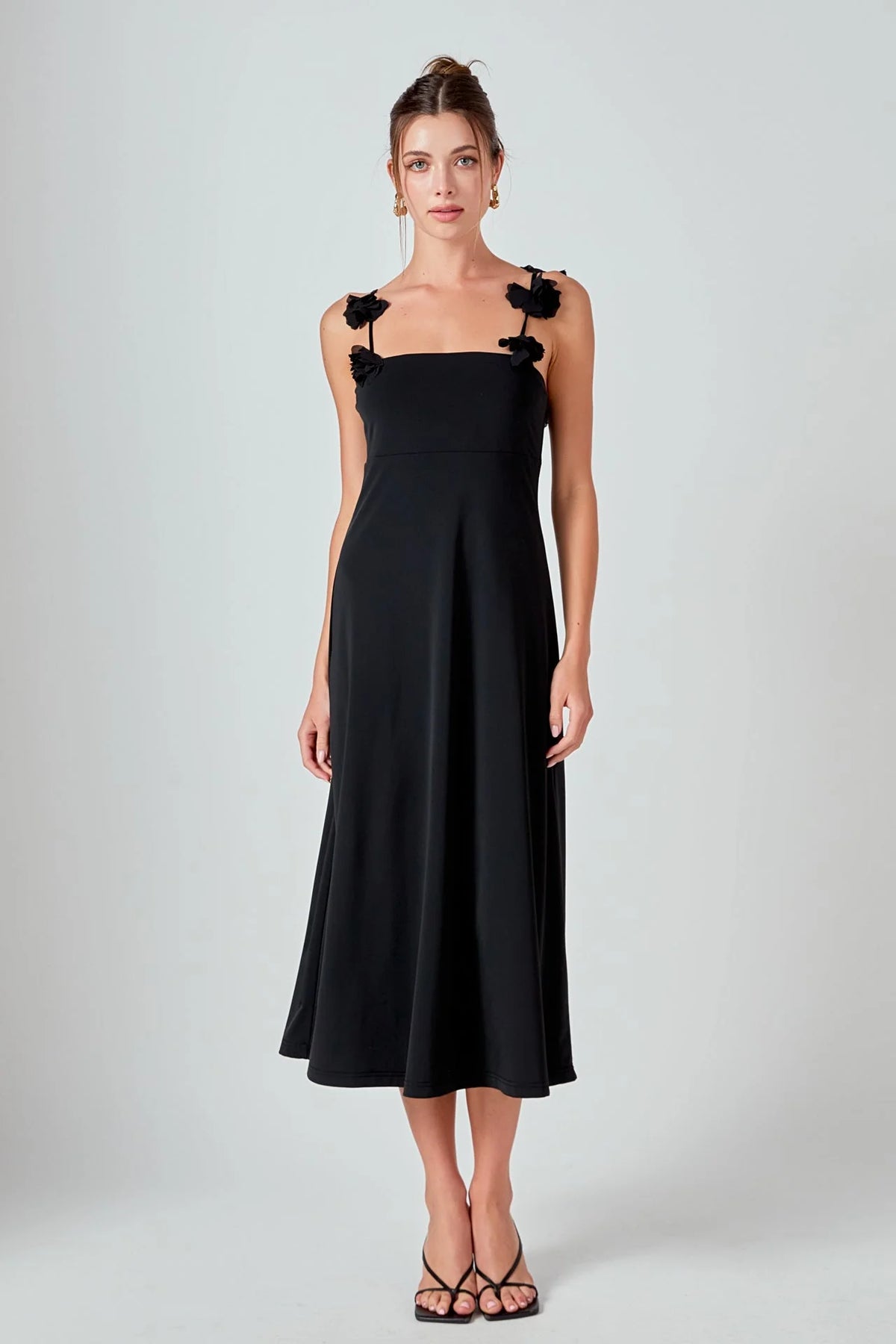 Rosette Shoulder Maxi Dress