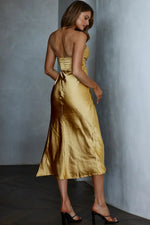 Ma Jolie Strapless Midi Dress Gold