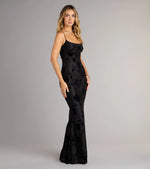 Helena Floral Velvet Burnout Mermaid Dress