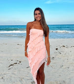 Gabby Formal Mesh Strapless Ruffle Long Dress