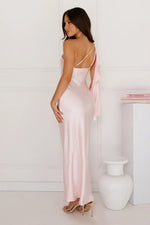 Romantic Tales Satin One Shoulder Maxi Dress