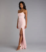 Diane Lace-Up Slit Mermaid Glitter Formal Dress