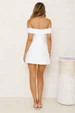 Island Haze Off Shoulder Mesh Mini Dress White